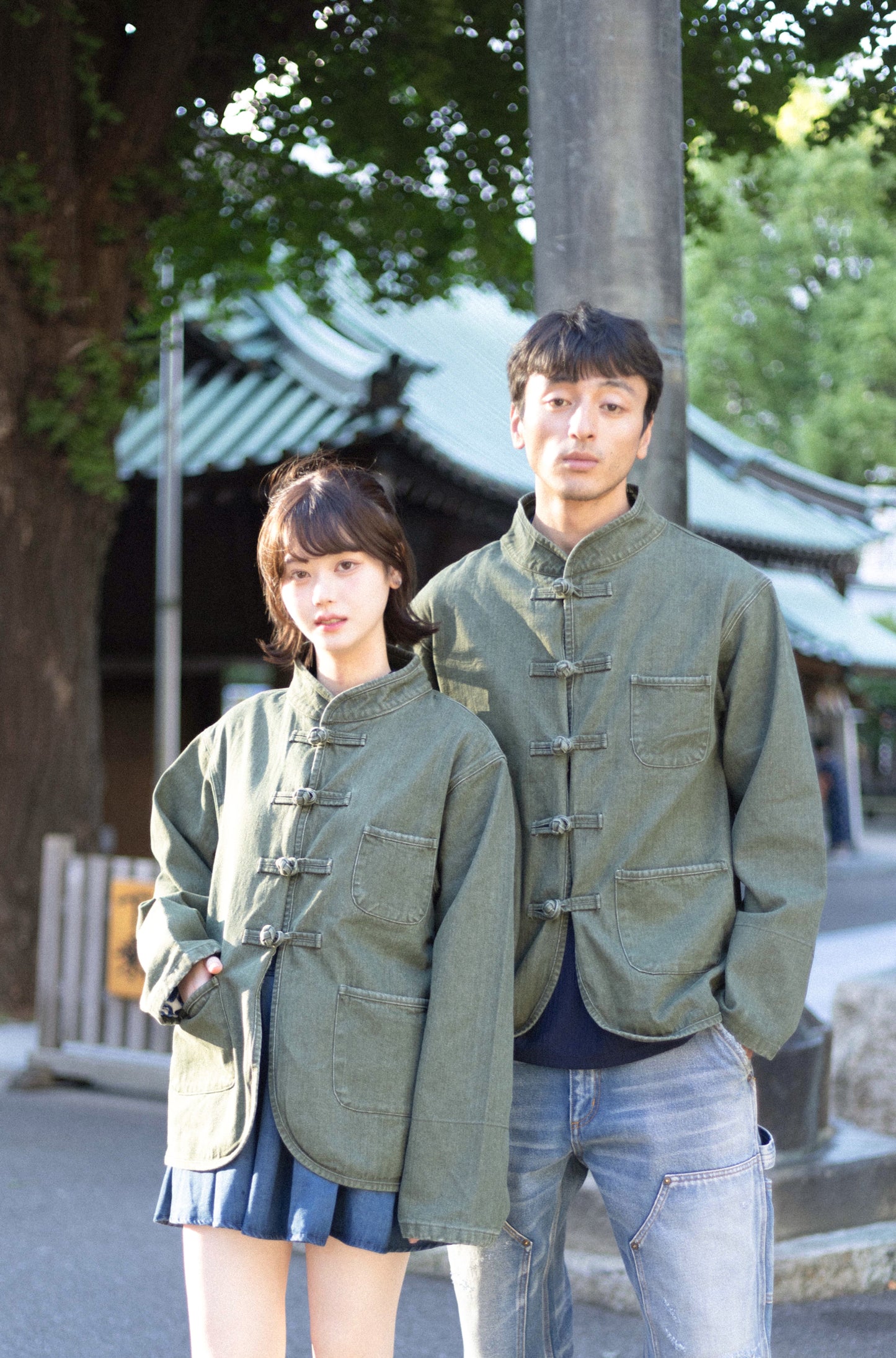 【初秋預售】 千歲松綠Pine Green Washed Denim KF Jacket