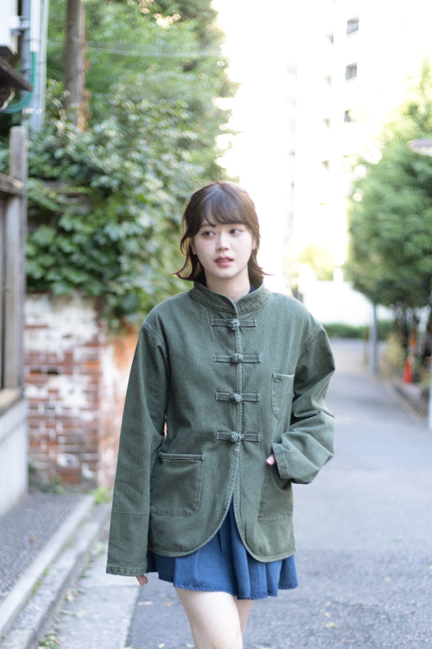 【初秋預售】 千歲松綠Pine Green Washed Denim KF Jacket