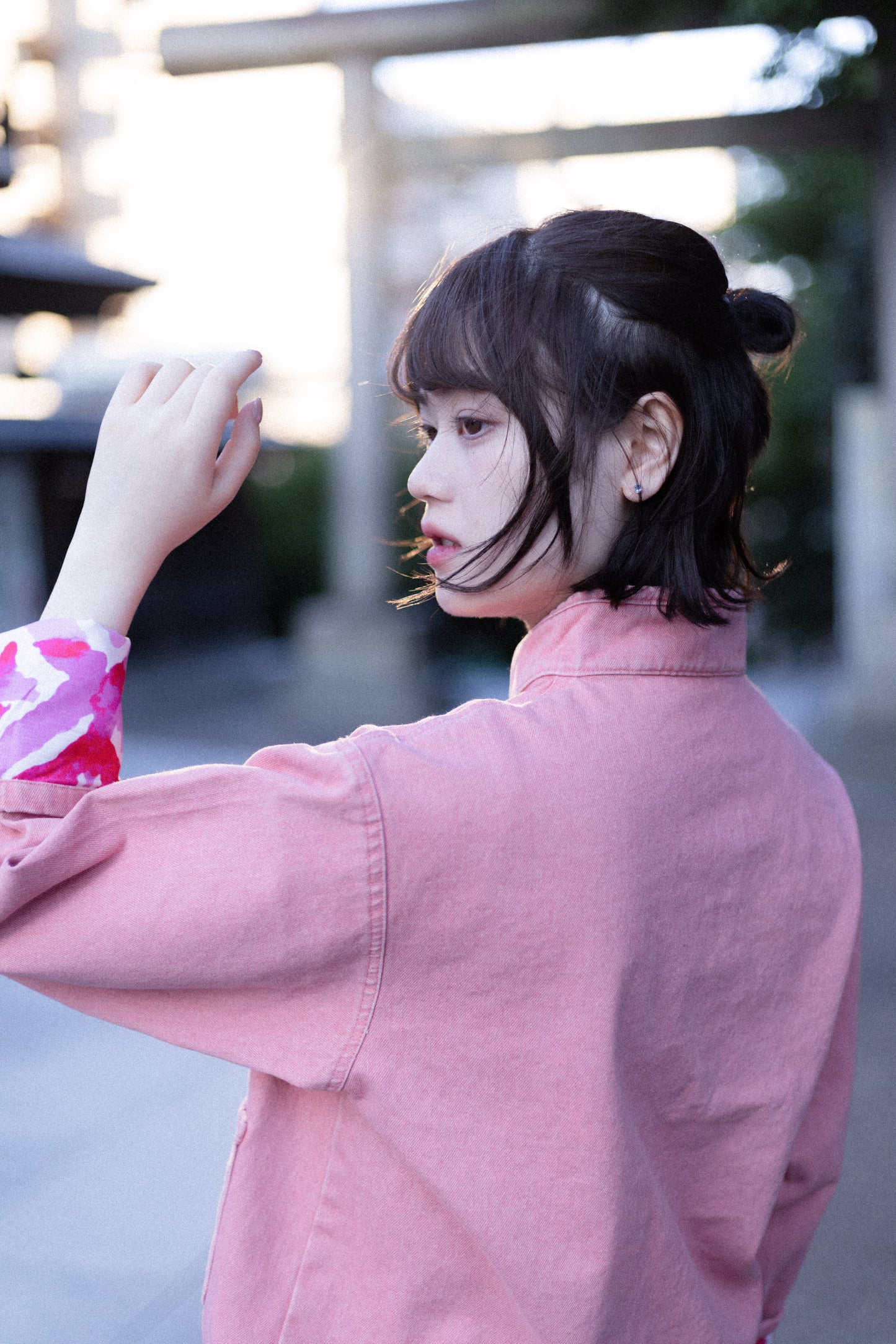 【清水粉桃】Peach Pink Washed Denim KF Jacket