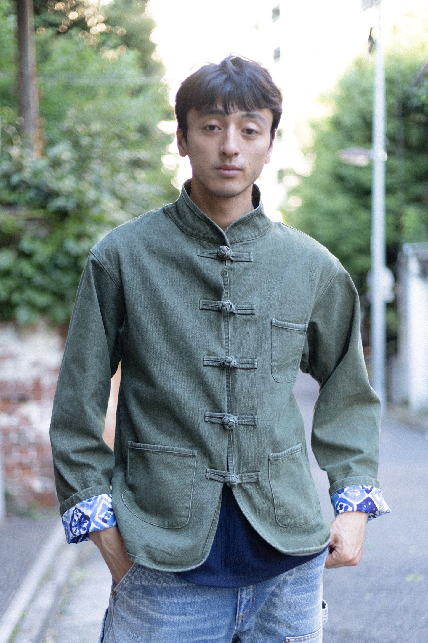 【初秋預售】 千歲松綠Pine Green Washed Denim KF Jacket