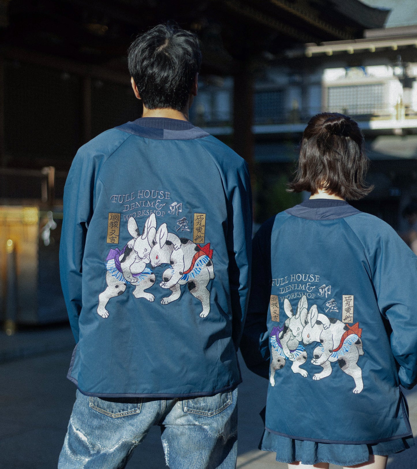 【預售】雙面すもう兎 Embroidery Reversible Kimono