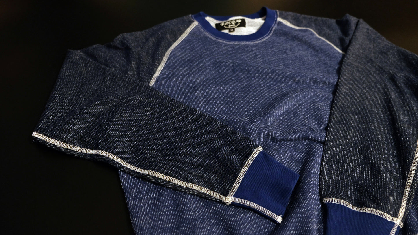Indigo Wabash Raglan Sleeve Sweater