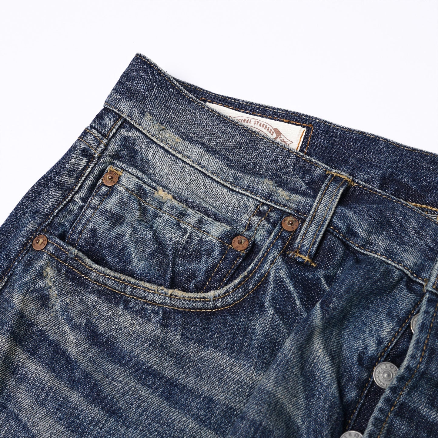 【訂製】HG01 16oz. Damaged Crush Straight Cut Jeans