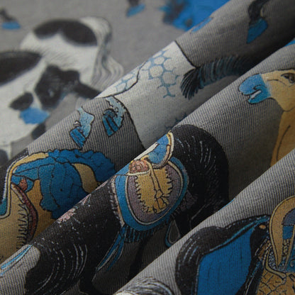 【勝つい戦馬】Ukiyo-e Horse Pattern Long Sleeves T-Shirt (Grey)