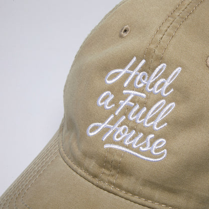 【Khaki】Hold A Full House Washed Cap