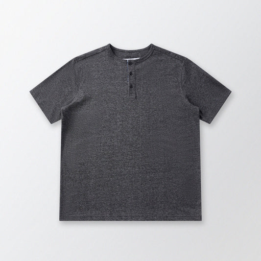 胡椒鹽冷感亨利領T-Shirt（黑色）Salt & Pepper Cooling Henley T-Shirt（Black）