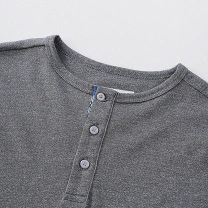 胡椒鹽冷感亨利領T-Shirt（灰色）Salt & Pepper Cooling Henley T-Shirt（GRAY）