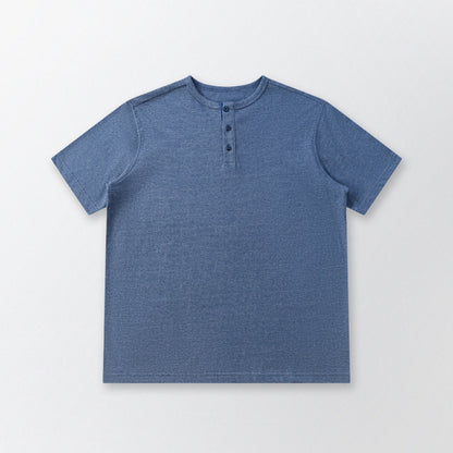 胡椒鹽冷感亨利領T-Shirt（藍色）Salt & Pepper Cooling Henley T-Shirt（BLUE）