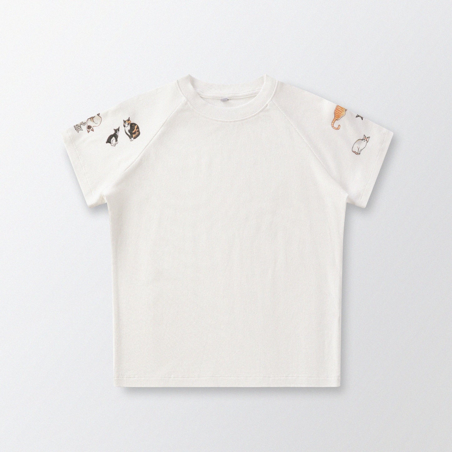 [Shoulder Ver.] Cat‘s Pose Ribbed Raglan T-shirt（Off White）