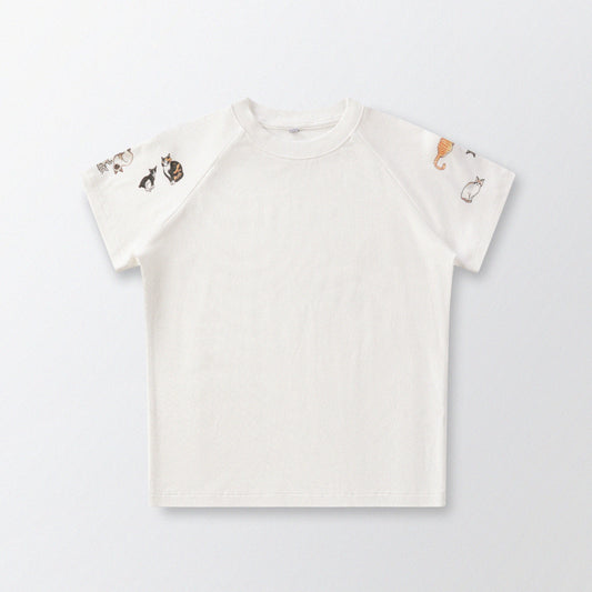[Shoulder Ver.] Cat‘s Pose Ribbed Raglan T-shirt（Off White）