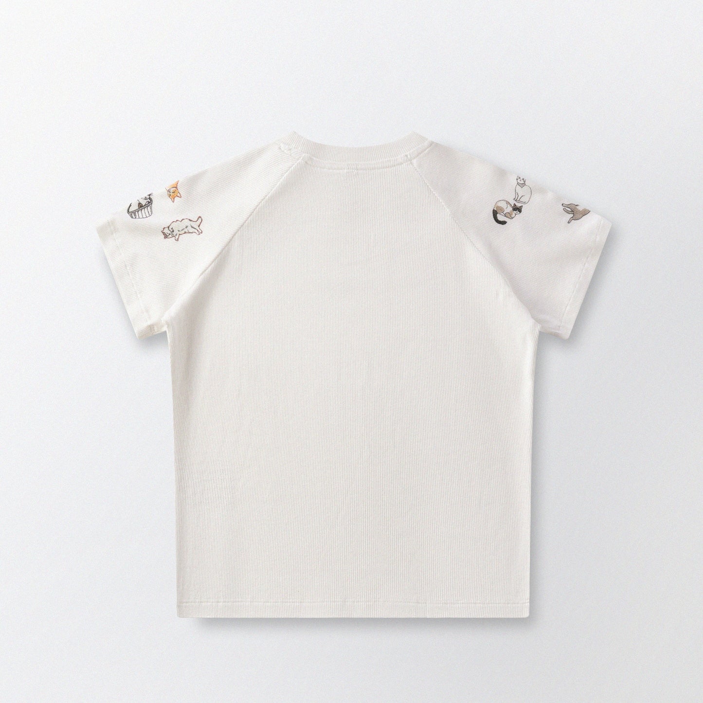 [Shoulder Ver.] Cat‘s Pose Ribbed Raglan T-shirt（Off White）