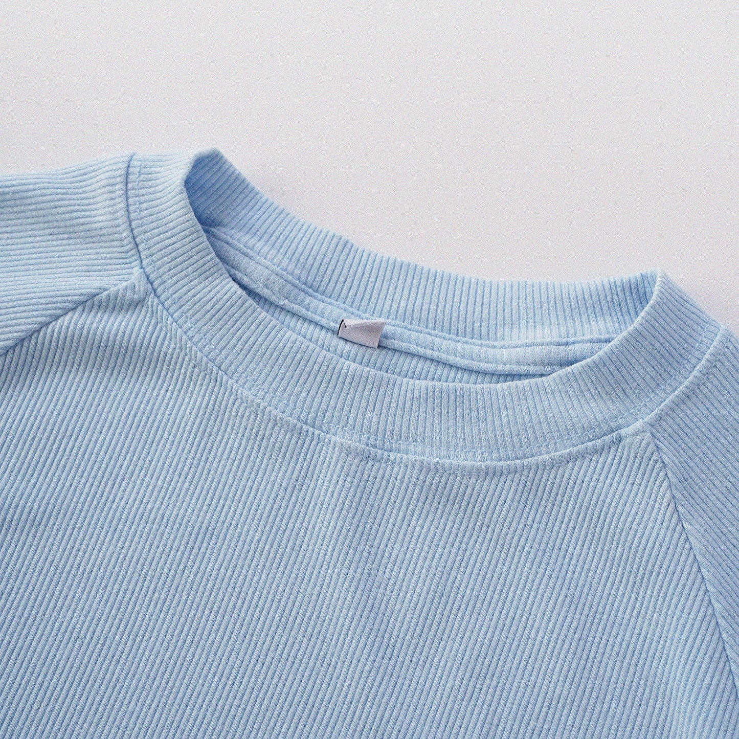 [Shoulder Ver.] Cat‘s Pose Ribbed Raglan T-shirt（Baby Blue）