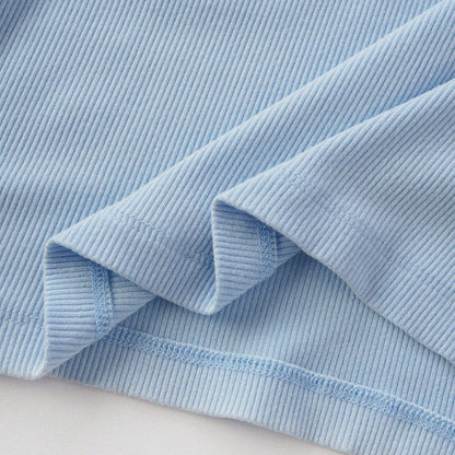 [Shoulder Ver.] Cat‘s Pose Ribbed Raglan T-shirt（Baby Blue）