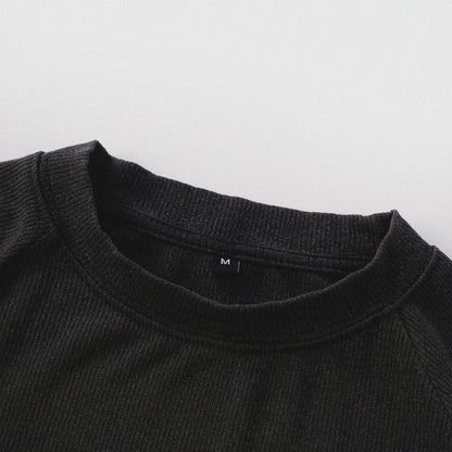 [Shoulder Ver.] Cat‘s Pose Ribbed Raglan T-shirt（Black）