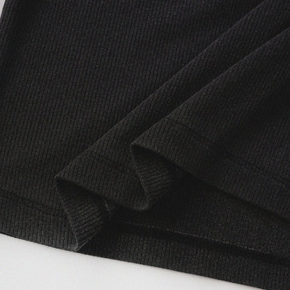 [Shoulder Ver.] Cat‘s Pose Ribbed Raglan T-shirt（Black）