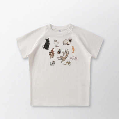 Cat‘s Pose Ribbed Raglan T-shirt（Off White）