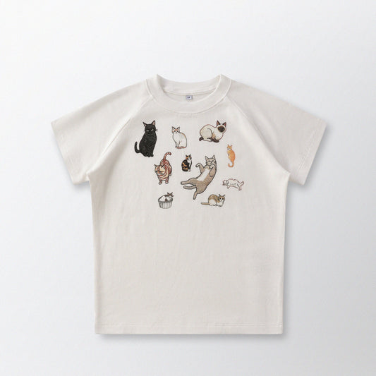 Cat‘s Pose Ribbed Raglan T-shirt（Off White）