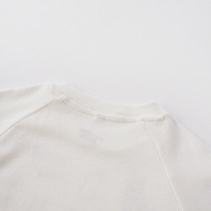 Cat‘s Pose Ribbed Raglan T-shirt（Off White）