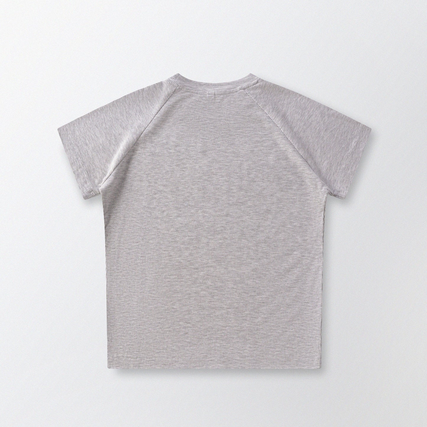 Cat‘s Pose Ribbed Raglan T-shirt（Grey）