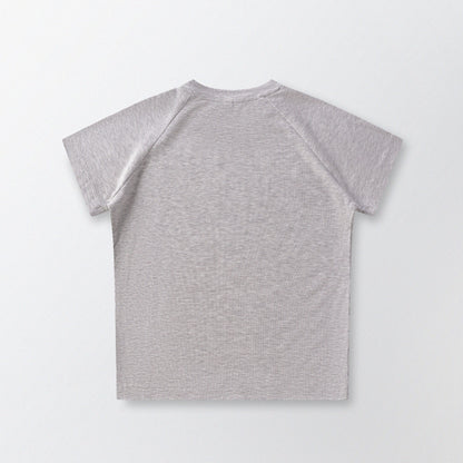 Cat‘s Pose Ribbed Raglan T-shirt（Grey）