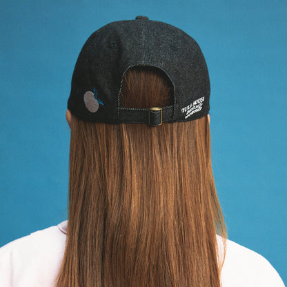 【Black】Rabbit Embroidery Denim Cap - Full House Denim & Workshop