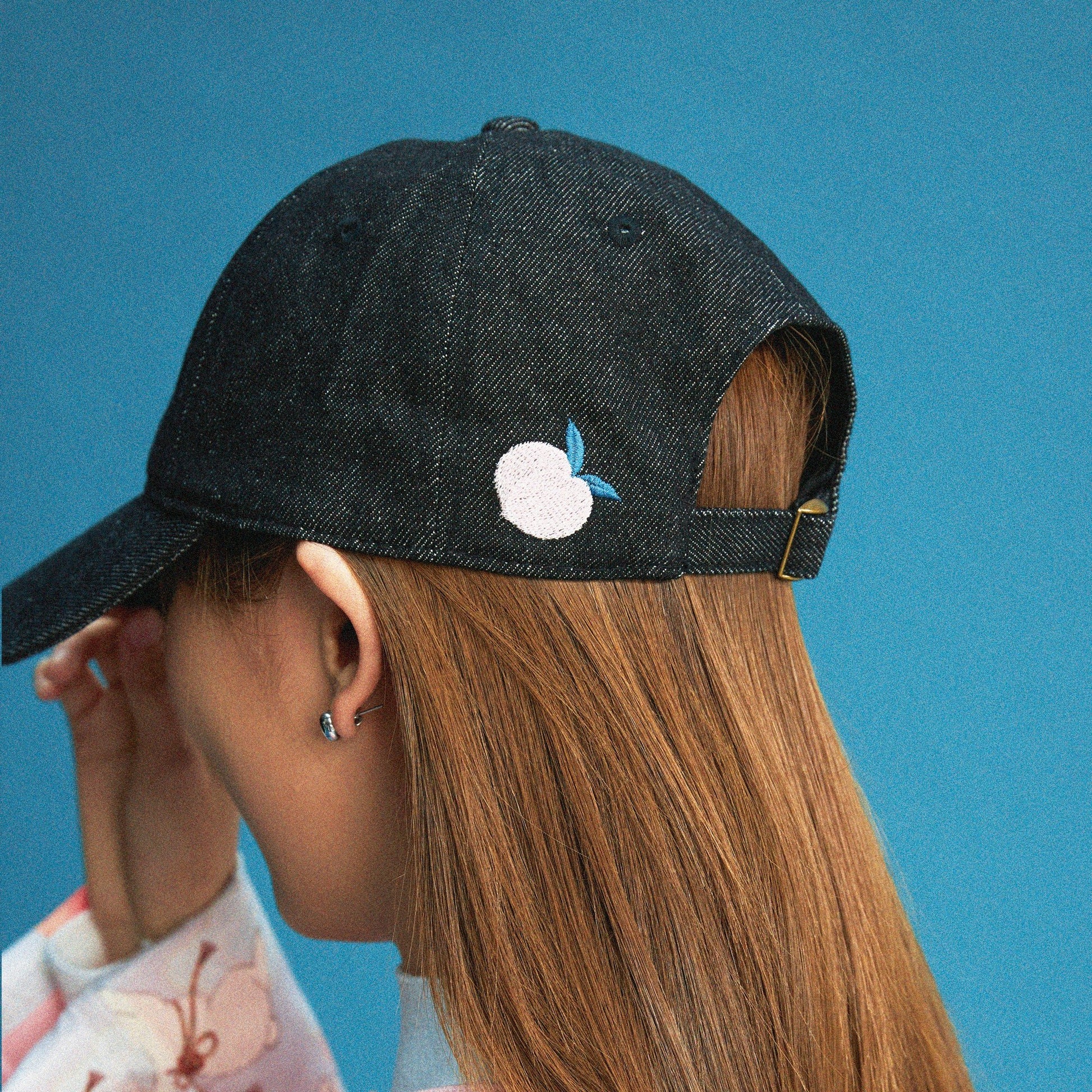 【Black】Rabbit Embroidery Denim Cap - Full House Denim & Workshop