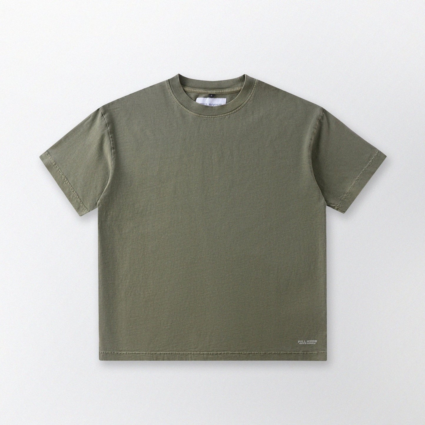 「貓姿二十一」寬鬆箱形 Boxy Tee (橄欖綠) - Full House Denim & Workshop