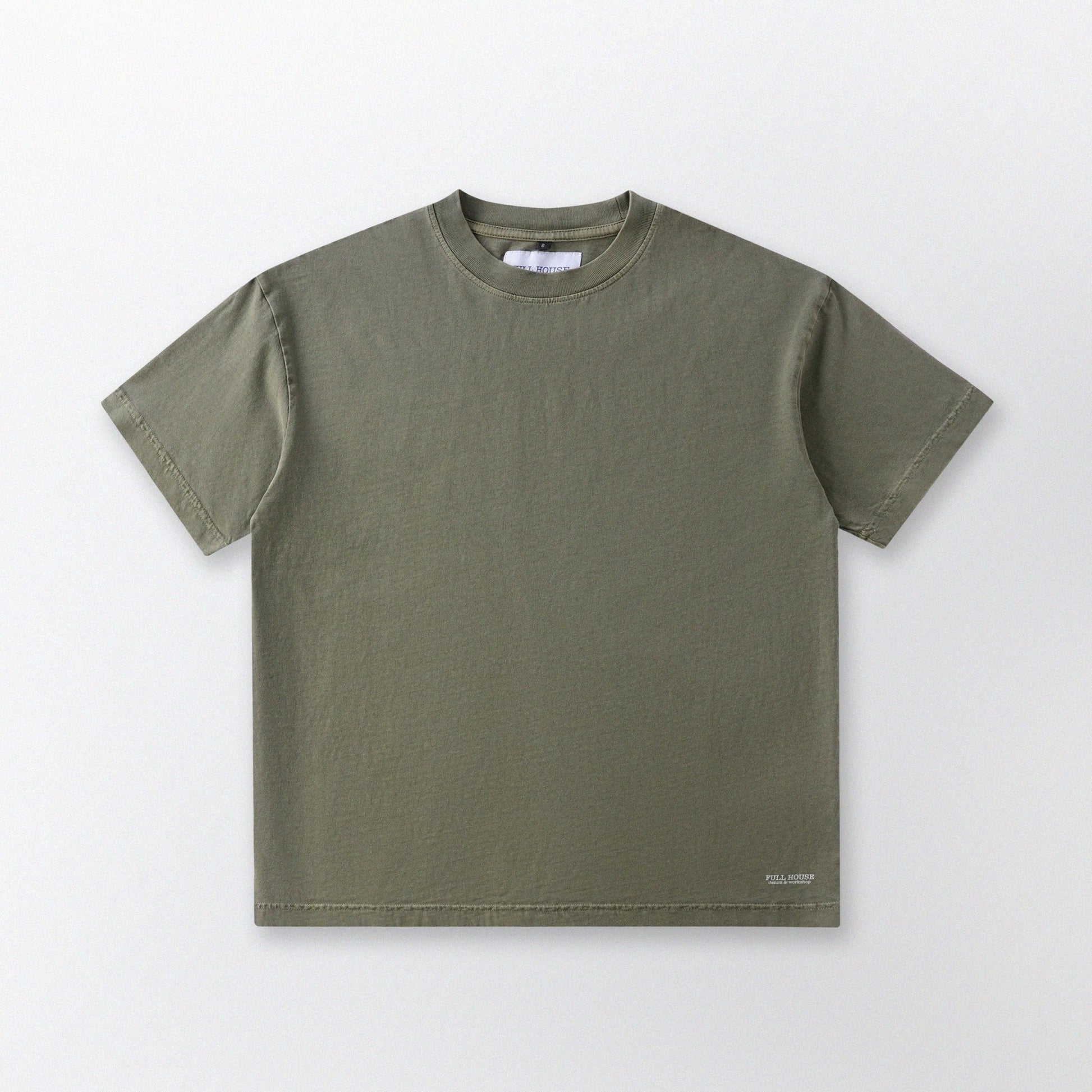 「貓姿二十一」寬鬆箱形 Boxy Tee (橄欖綠) - Full House Denim & Workshop