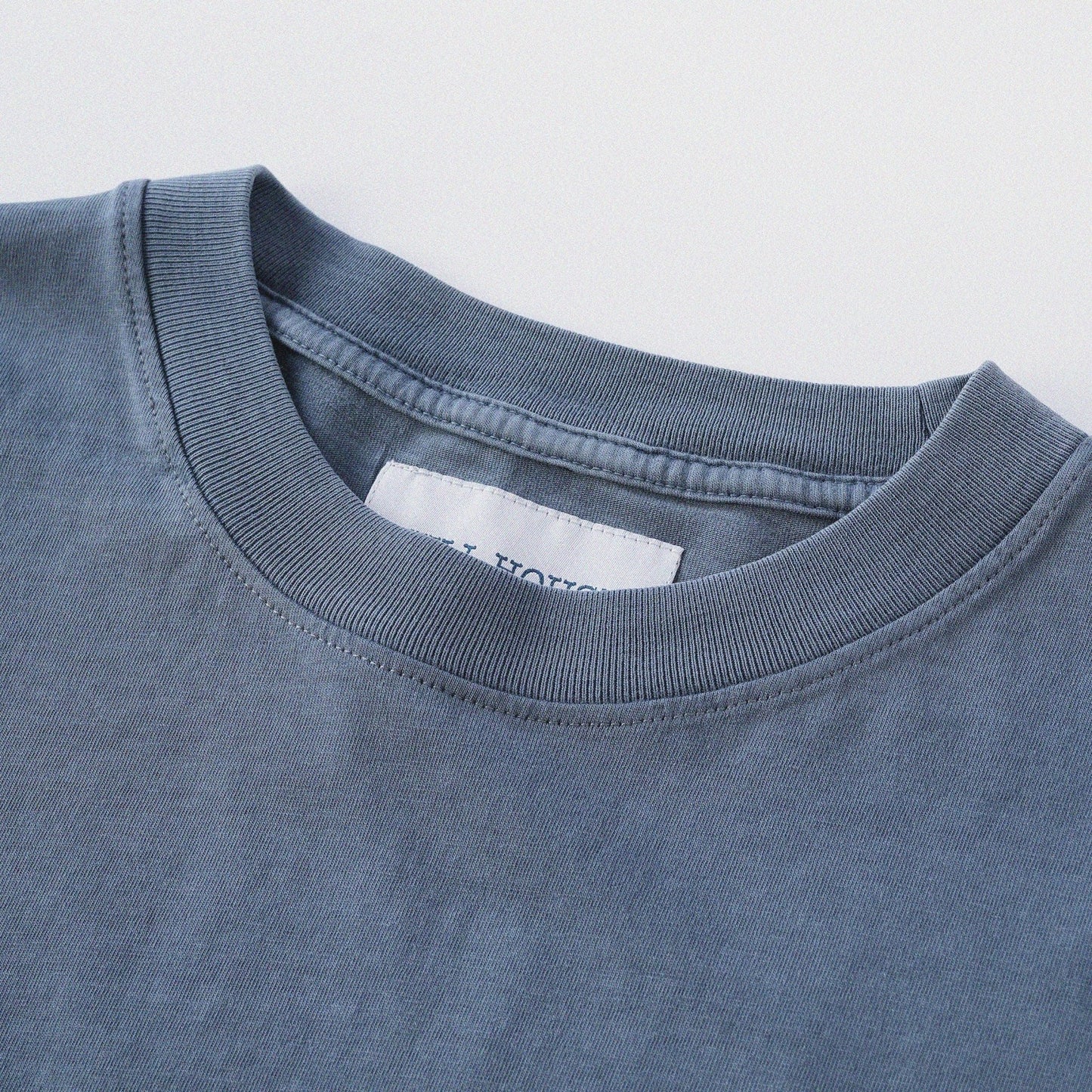 「貓姿二十一」寬鬆箱形 Boxy Tee (灰藍色) - Full House Denim & Workshop