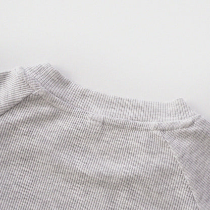 Cat‘s Pose Ribbed Raglan T-shirt（Grey） - Full House Denim & Workshop
