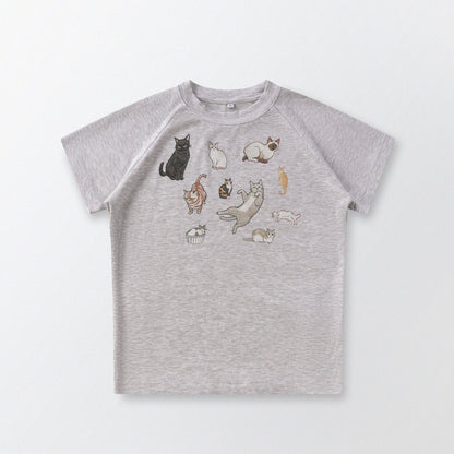 Cat‘s Pose Ribbed Raglan T-shirt（Grey） - Full House Denim & Workshop