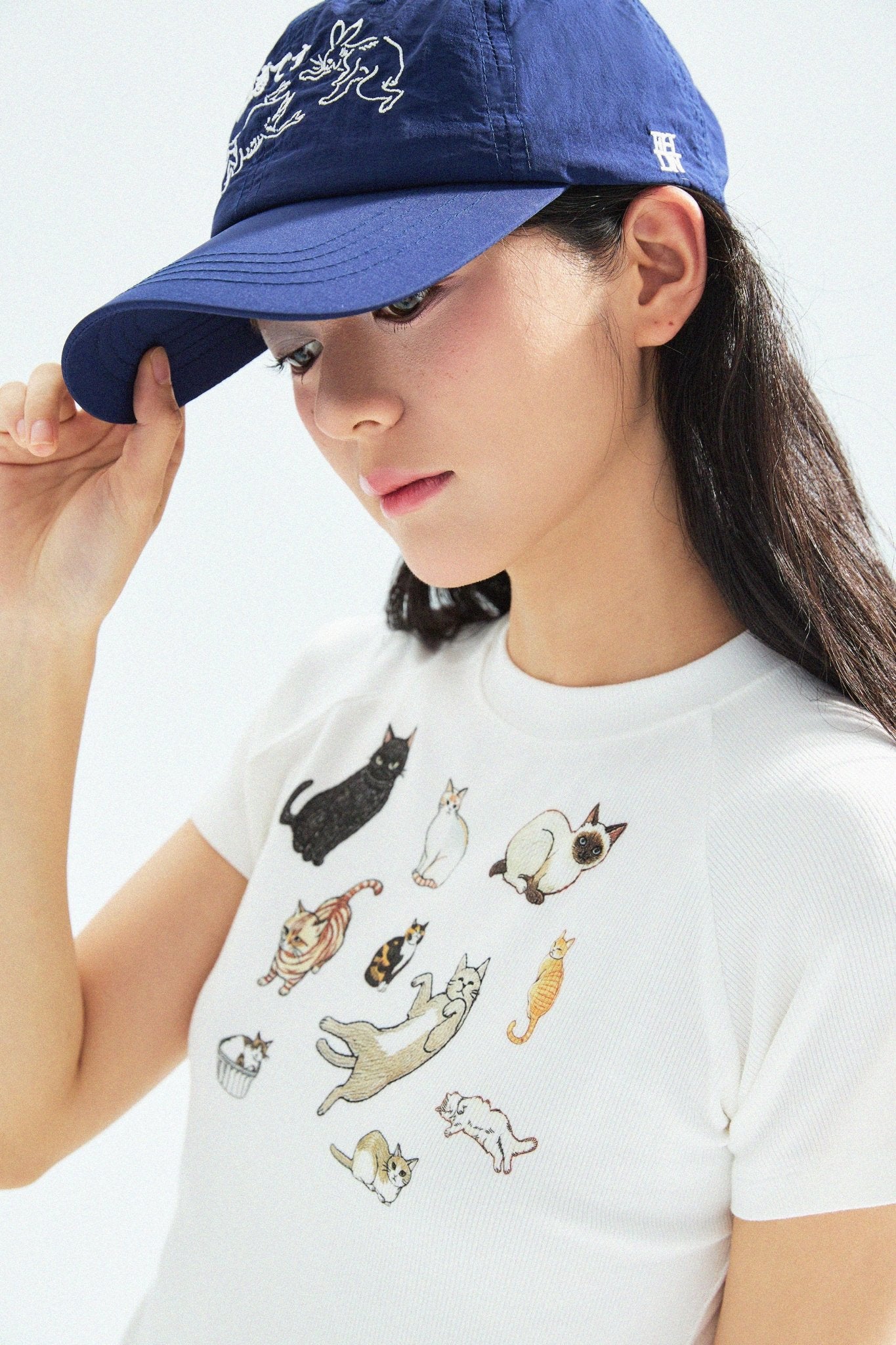 Cat‘s Pose Ribbed Raglan T-shirt（Off White） - Full House Denim & Workshop