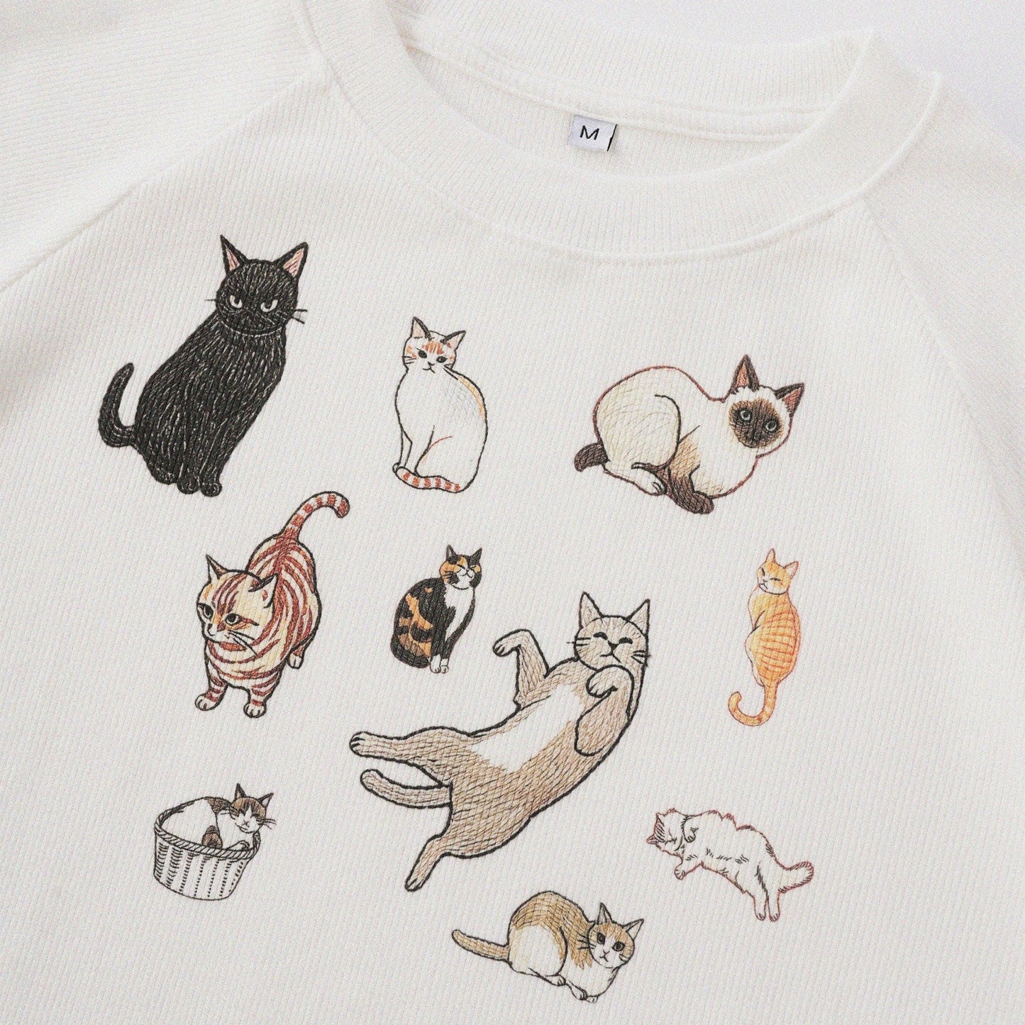 Cat‘s Pose Ribbed Raglan T-shirt（Off White） - Full House Denim & Workshop