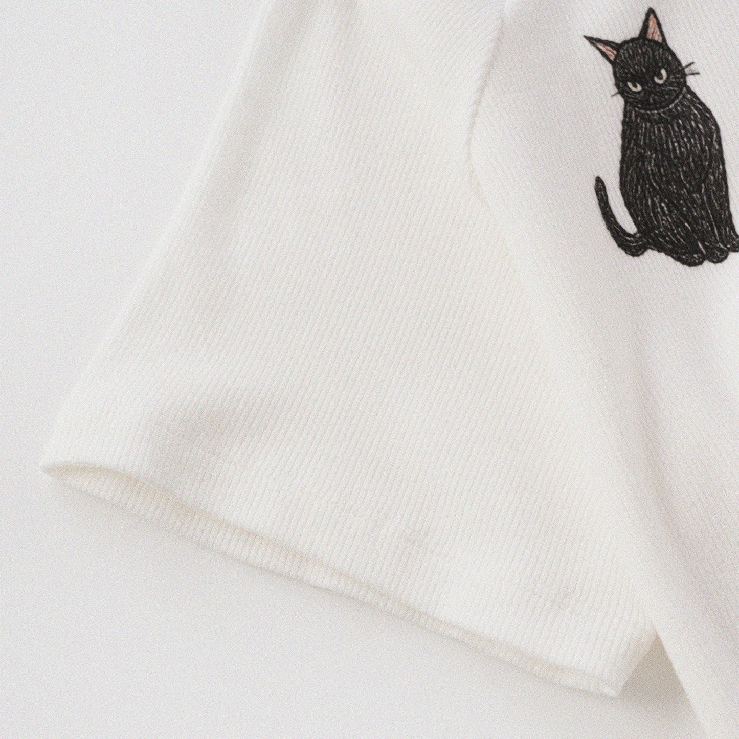 Cat‘s Pose Ribbed Raglan T-shirt（Off White） - Full House Denim & Workshop