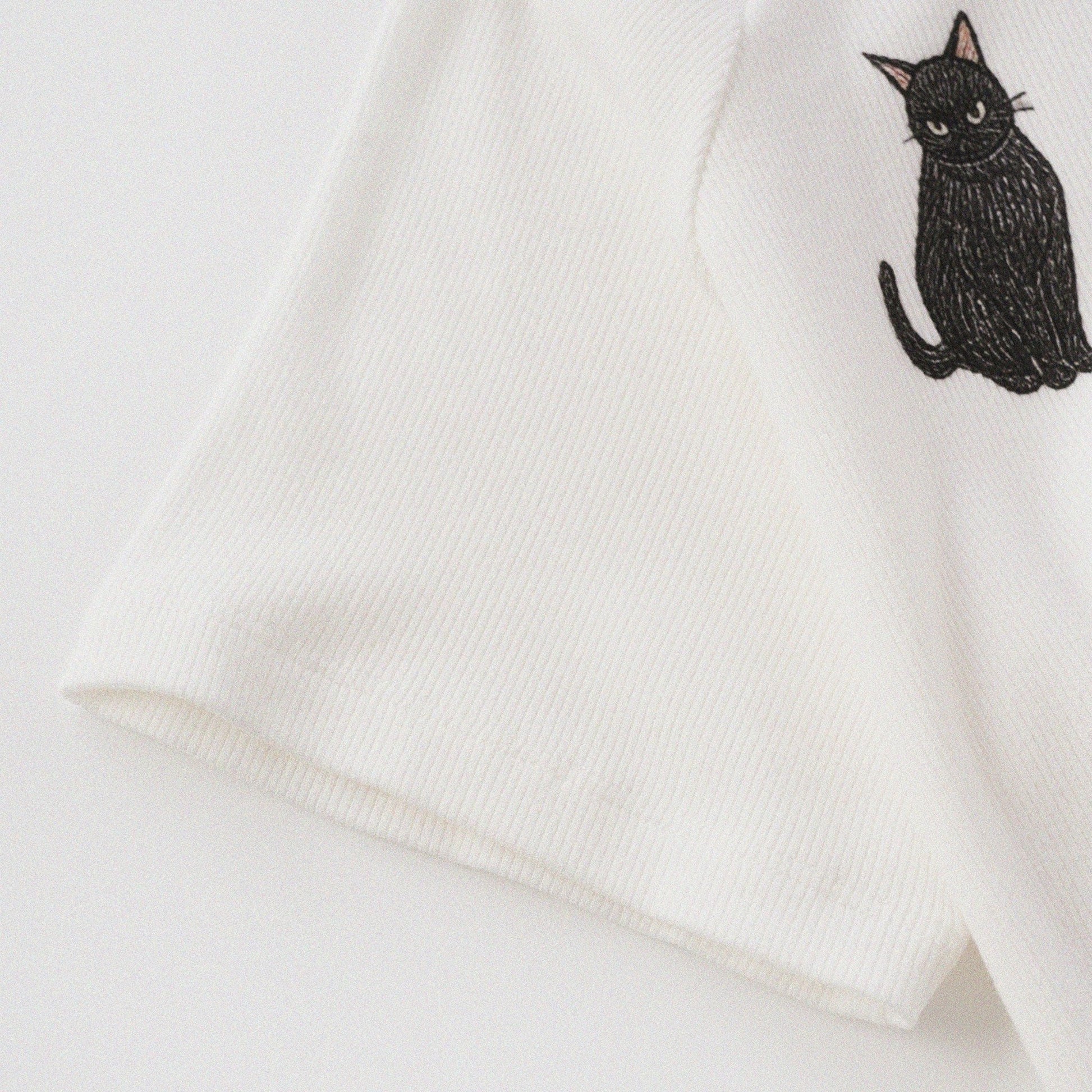 Cat‘s Pose Ribbed Raglan T-shirt（Off White） - Full House Denim & Workshop