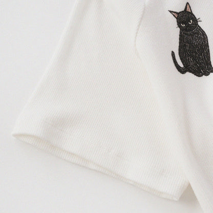 Cat‘s Pose Ribbed Raglan T-shirt（Off White） - Full House Denim & Workshop