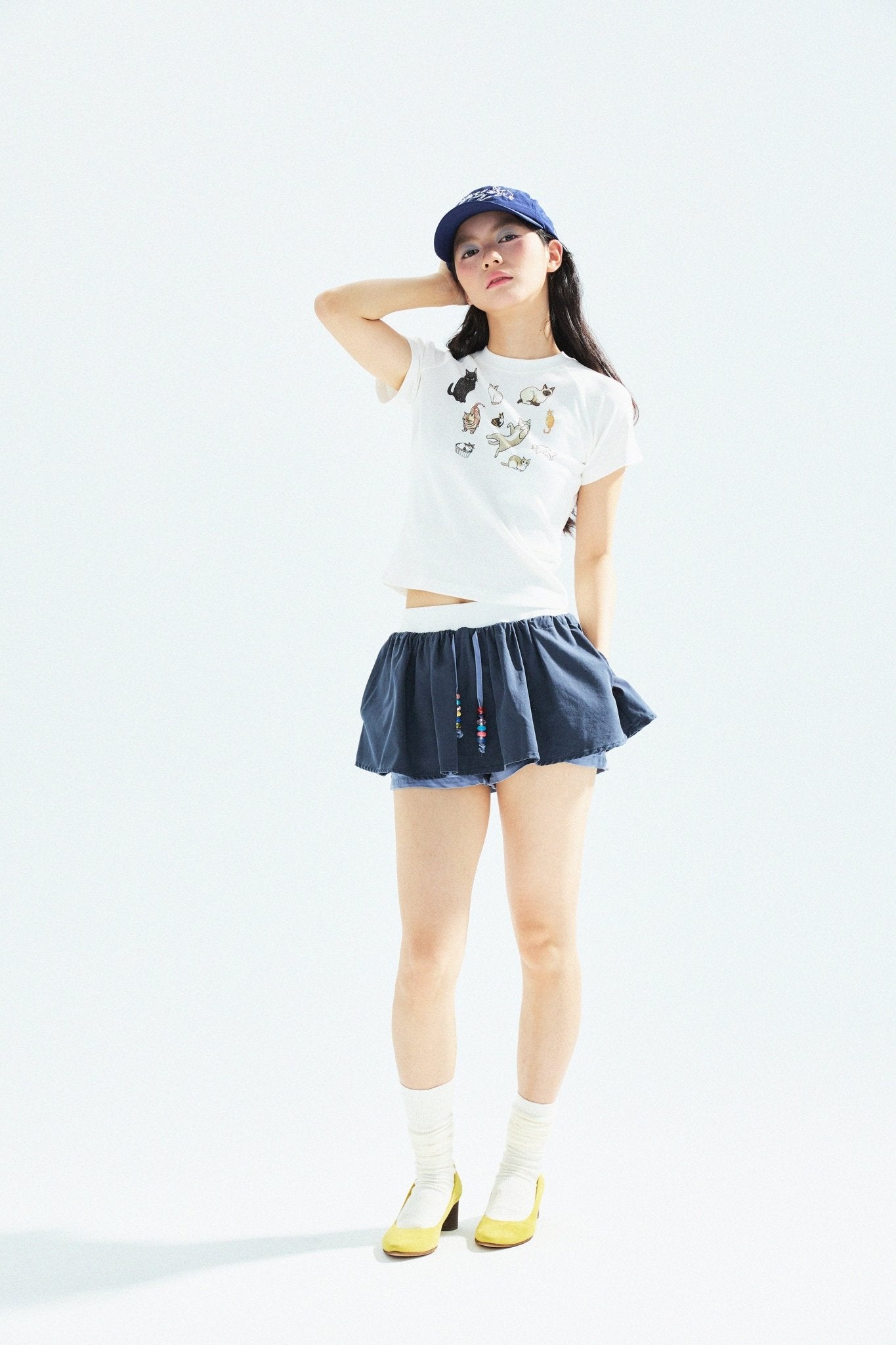 Cat‘s Pose Ribbed Raglan T-shirt（Off White） - Full House Denim & Workshop
