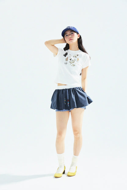 Cat‘s Pose Ribbed Raglan T-shirt（Off White） - Full House Denim & Workshop