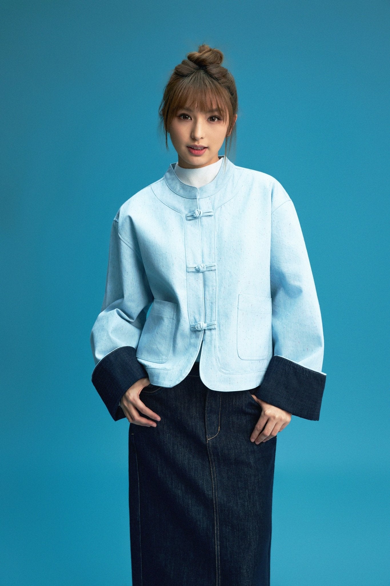 【琉璃蔥點】Celeste Blue Rainbow Yarn KF Jacket - Full House Denim & Workshop