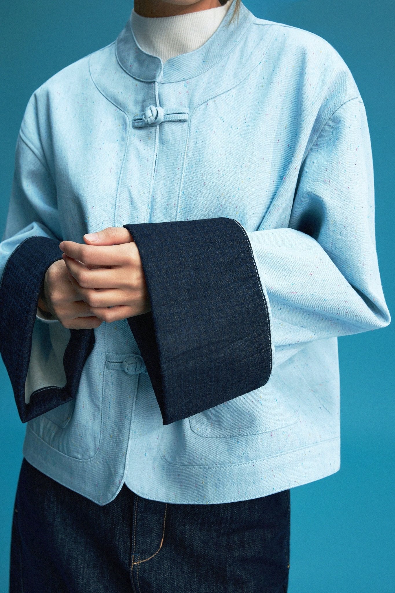 【琉璃蔥點】Celeste Blue Rainbow Yarn KF Jacket - Full House Denim & Workshop