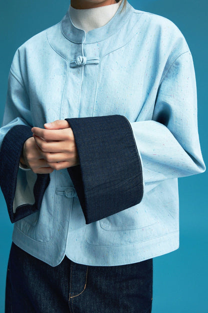 【琉璃蔥點】Celeste Blue Rainbow Yarn KF Jacket - Full House Denim & Workshop