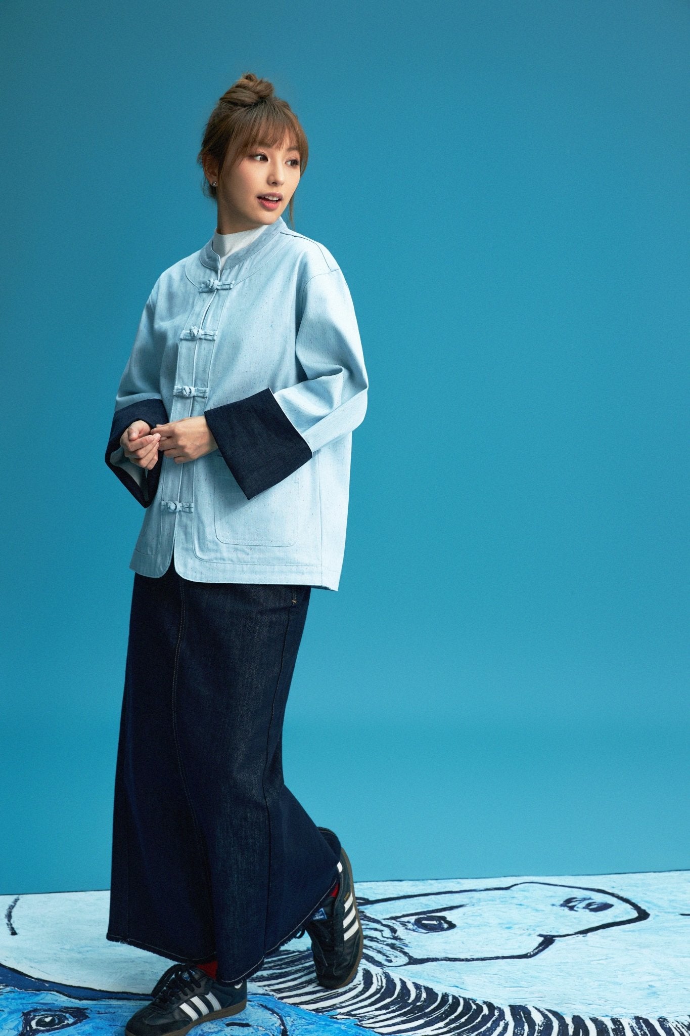 【琉璃蔥點】Celeste Blue Rainbow Yarn KF Jacket - Full House Denim & Workshop