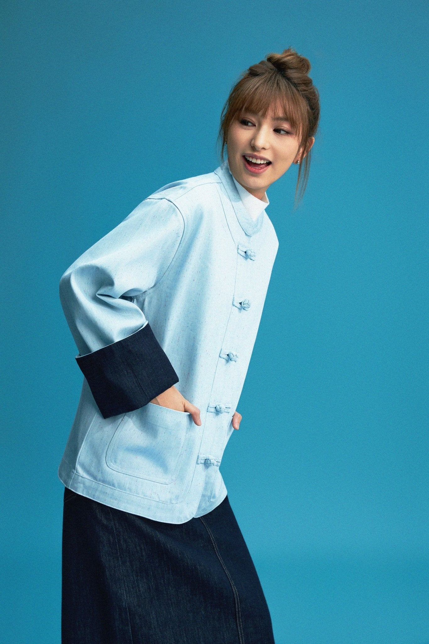 【琉璃蔥點】Celeste Blue Rainbow Yarn KF Jacket - Full House Denim & Workshop