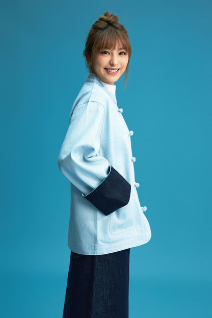 【琉璃蔥點】Celeste Blue Rainbow Yarn KF Jacket - Full House Denim & Workshop