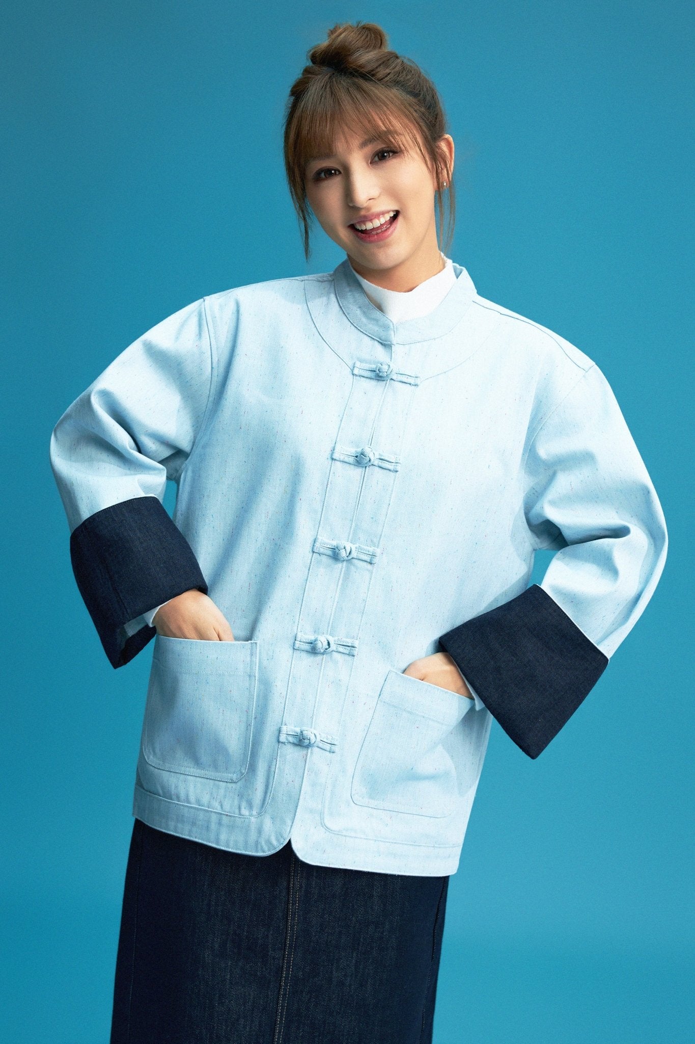 【琉璃蔥點】Celeste Blue Rainbow Yarn KF Jacket - Full House Denim & Workshop