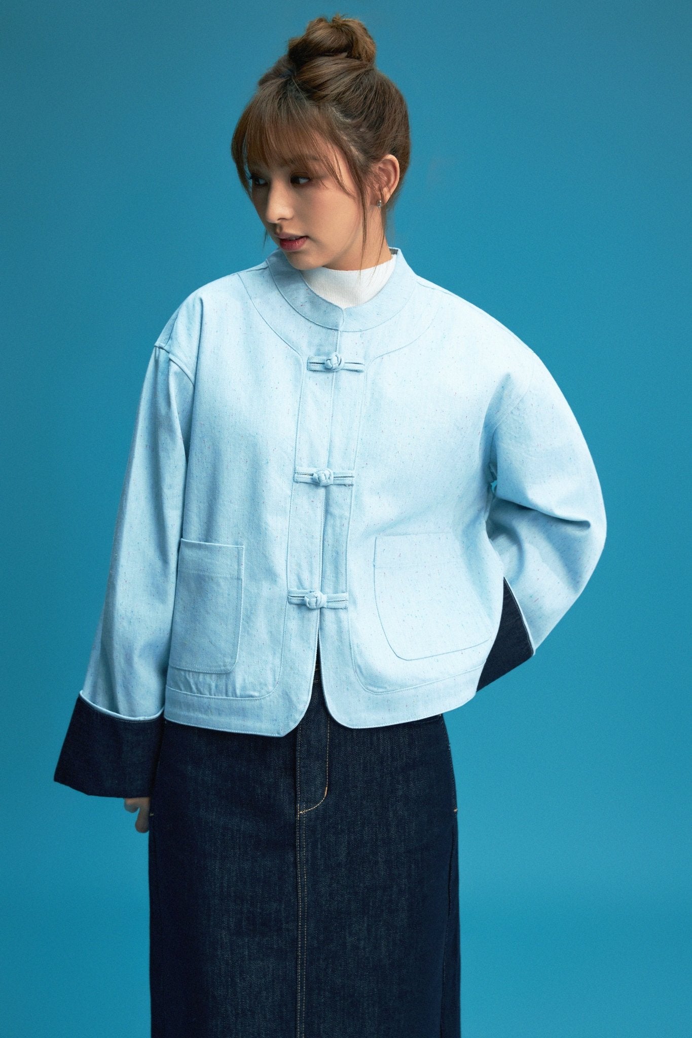 【琉璃蔥點】Celeste Blue Rainbow Yarn KF Jacket - Full House Denim & Workshop