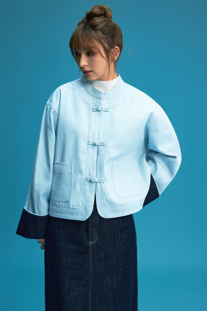 【琉璃蔥點】Celeste Blue Rainbow Yarn KF Jacket - Full House Denim & Workshop