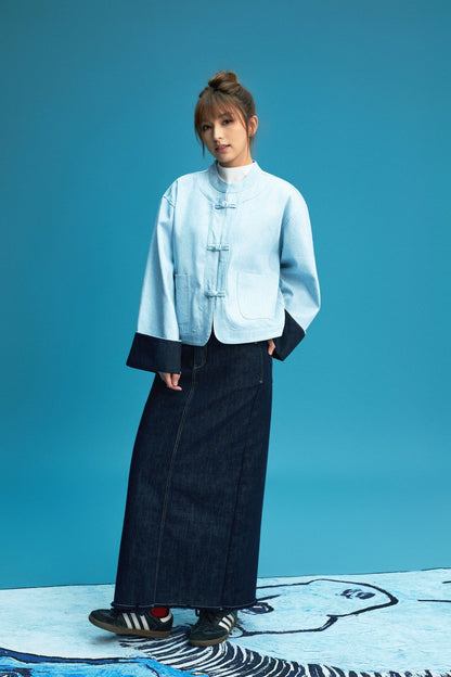 【琉璃蔥點】Celeste Blue Rainbow Yarn KF Jacket - Full House Denim & Workshop