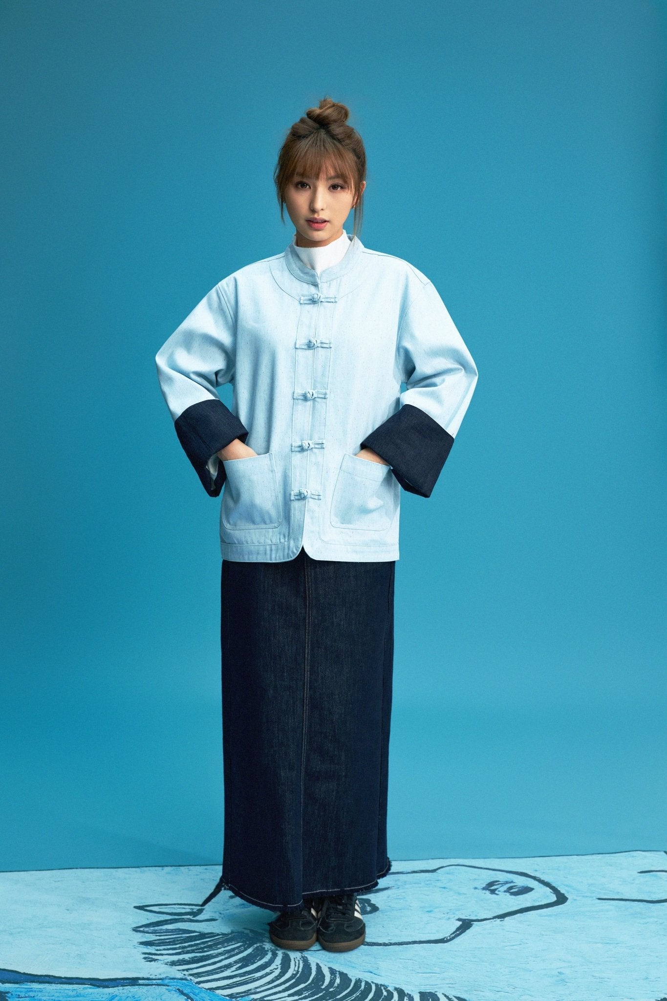 【琉璃蔥點】Celeste Blue Rainbow Yarn KF Jacket - Full House Denim & Workshop