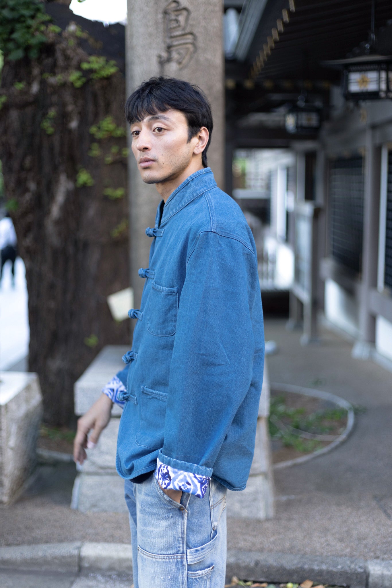 【露草色】Light Blue Washed Denim KF Jacket
